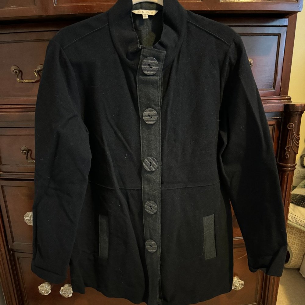 John Mark Felt Button Front Black & Gray Jacket -… - image 1